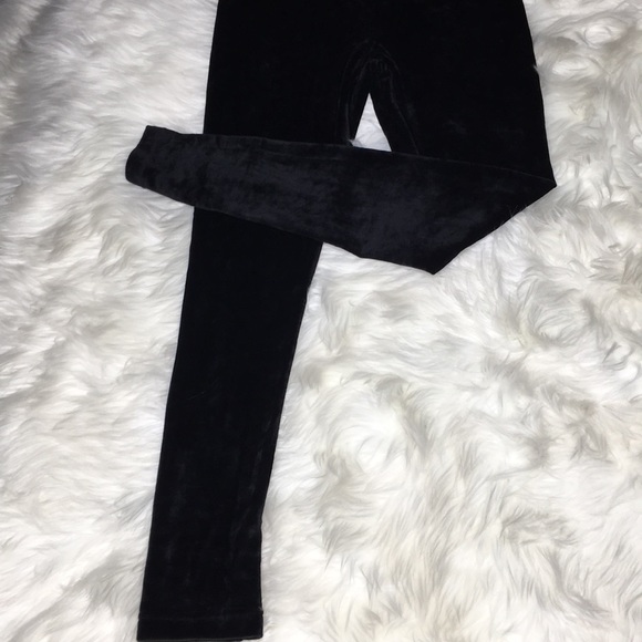 Gold Metal Fashion Velour Leggings Black - Picture 2 of 11